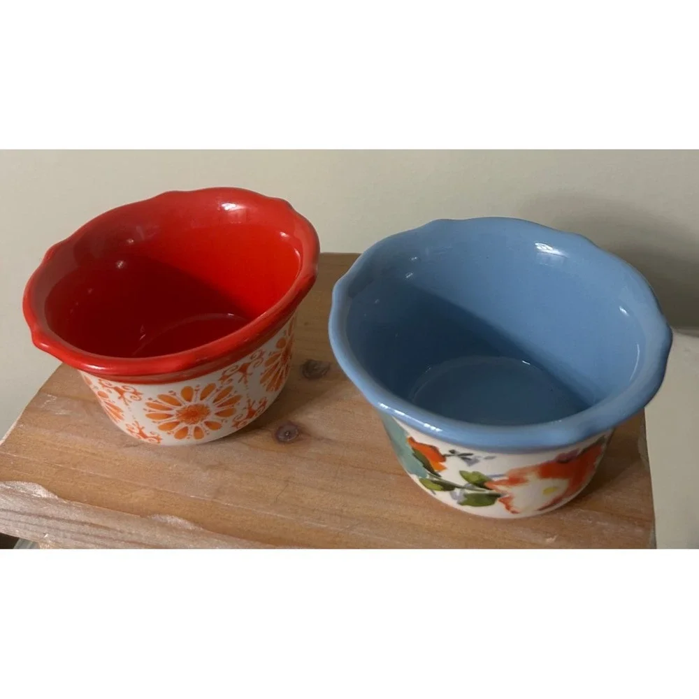 Pioneer Woman Set of 2 Scalloped Stoneware Ramekins 4